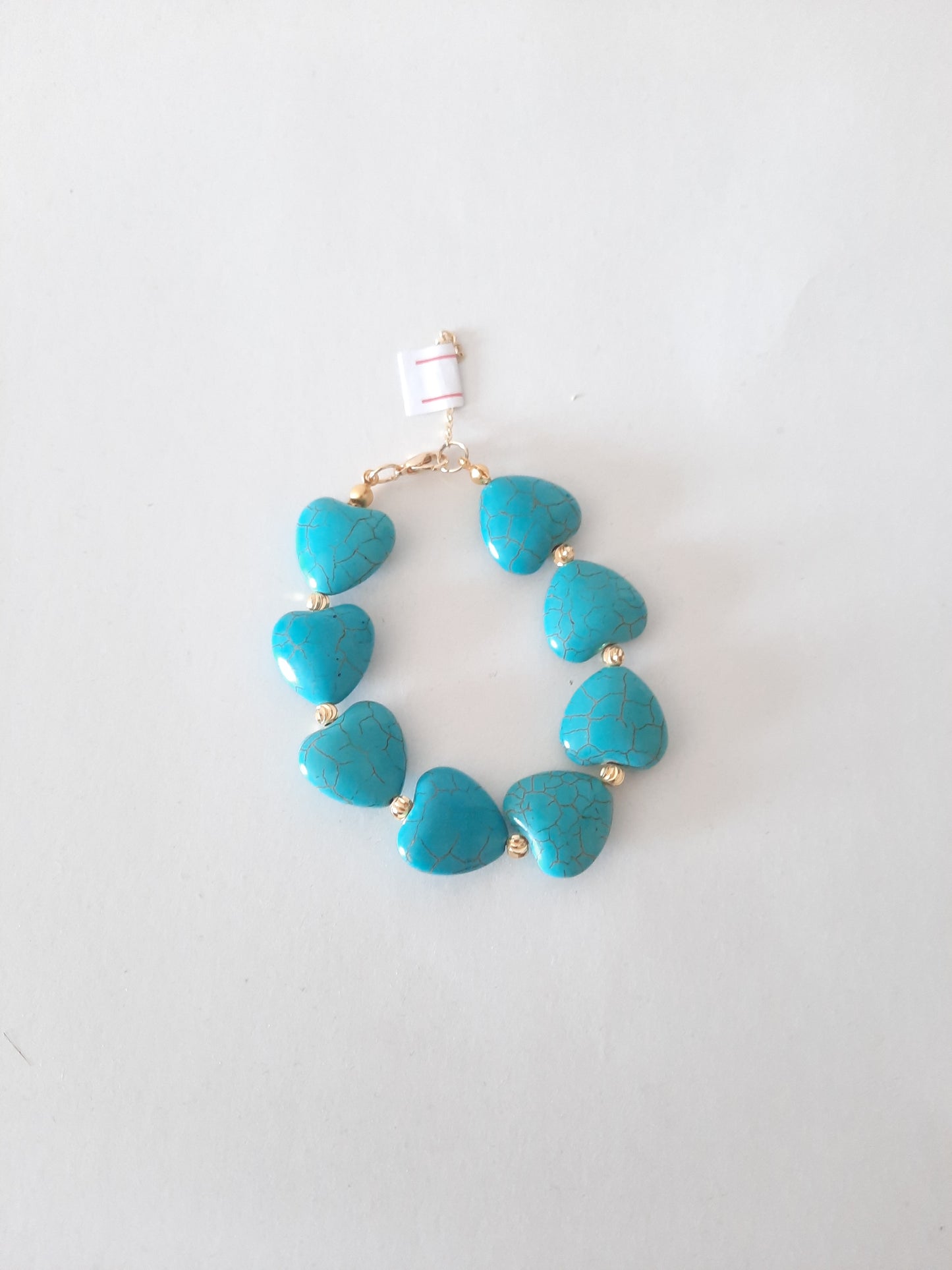 Gold plated turquoise hearts stones Bracelet