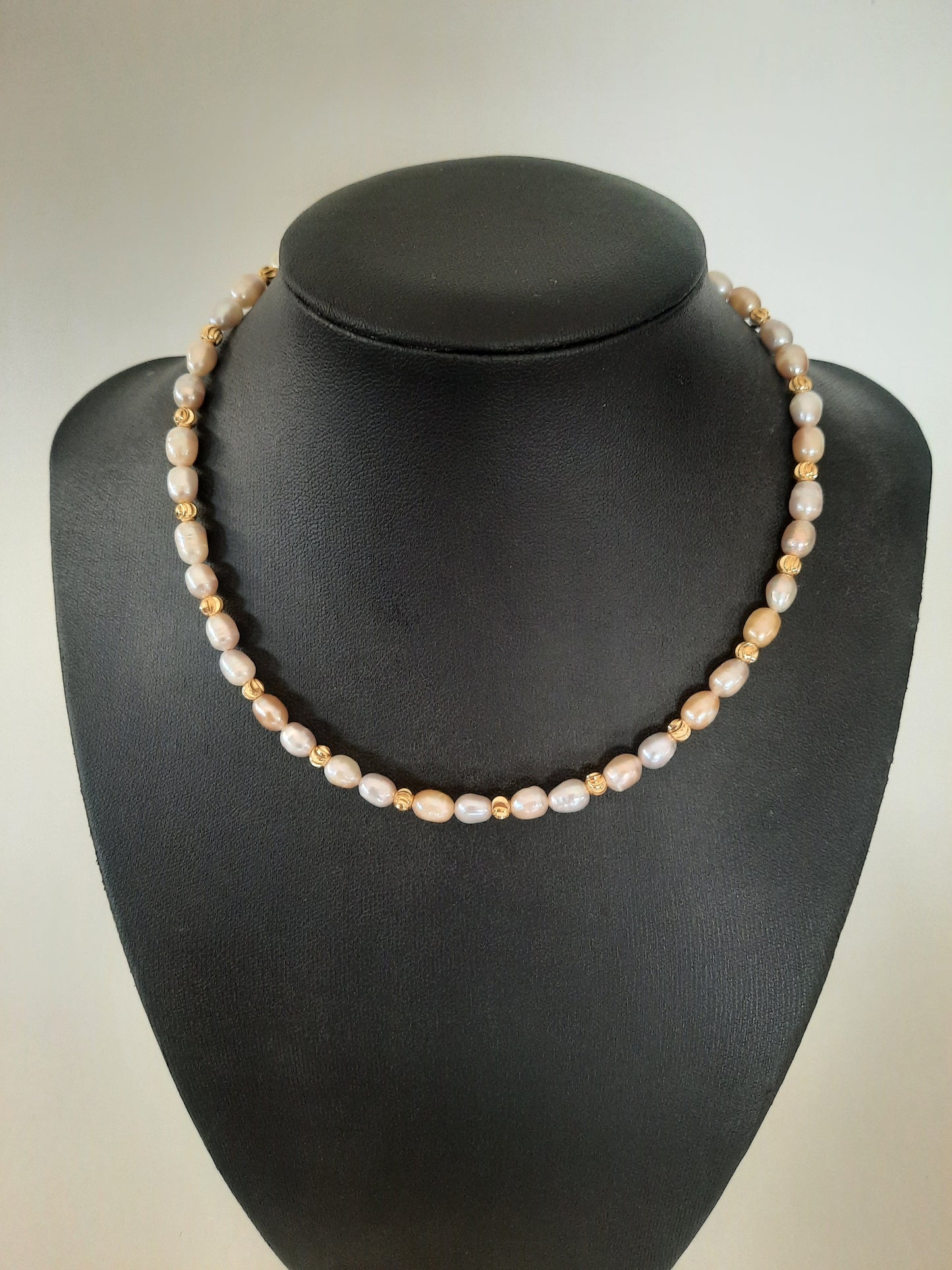 Gold plated natural pearl necklace light different colours