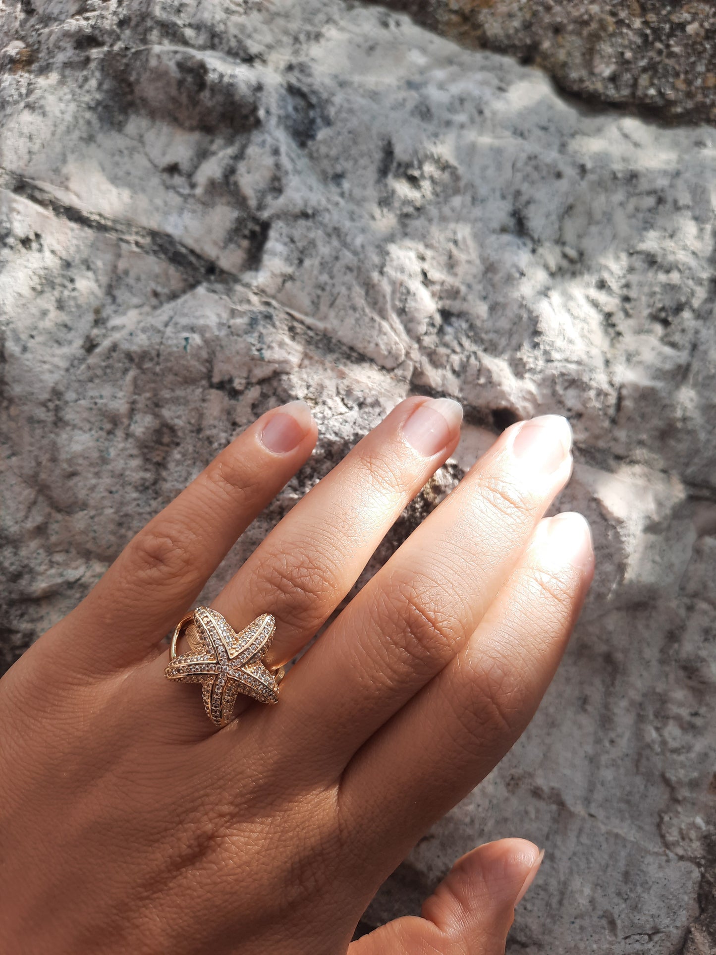 Star-fish gold plated ring