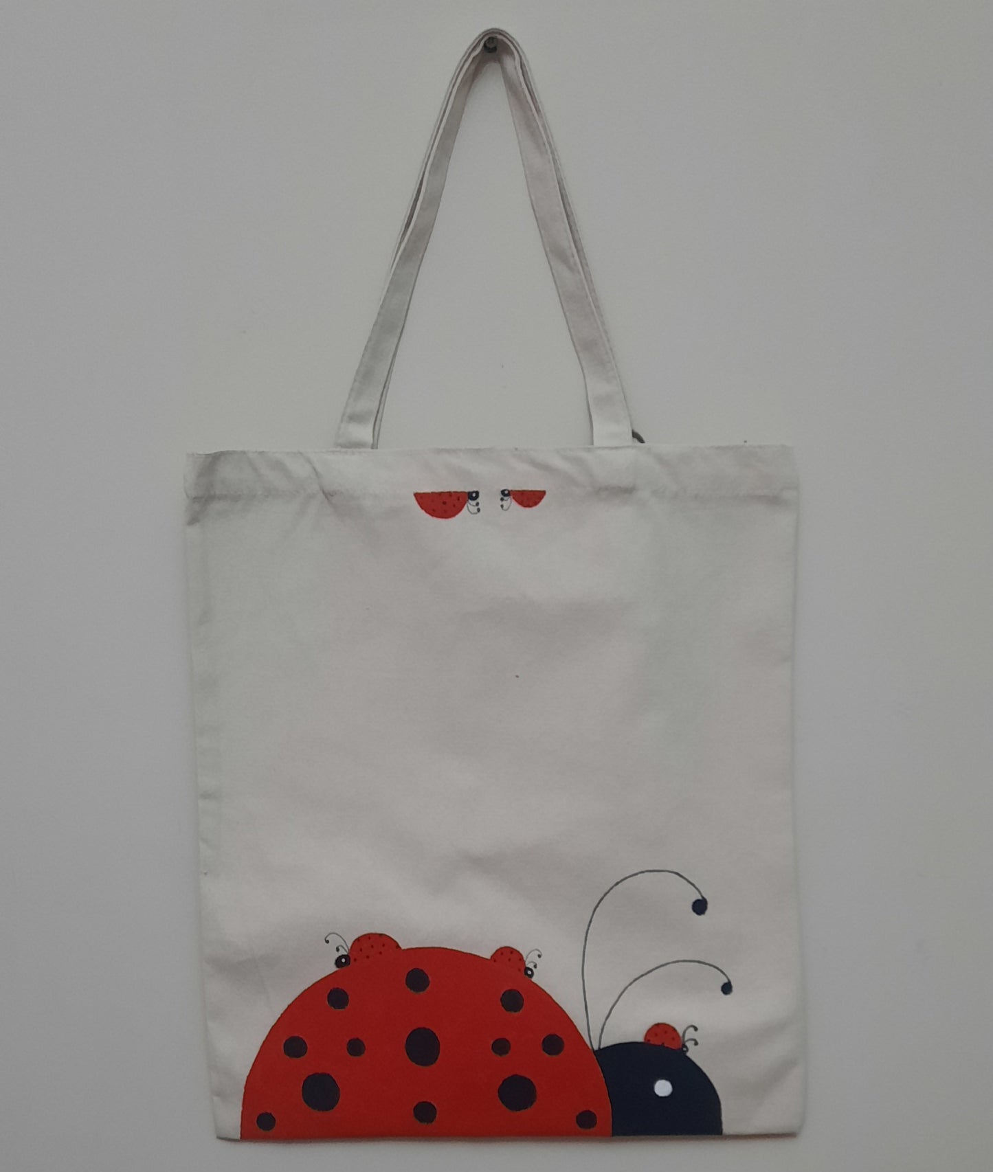 Beige Tote Bag - Acrylic Paint - two sides