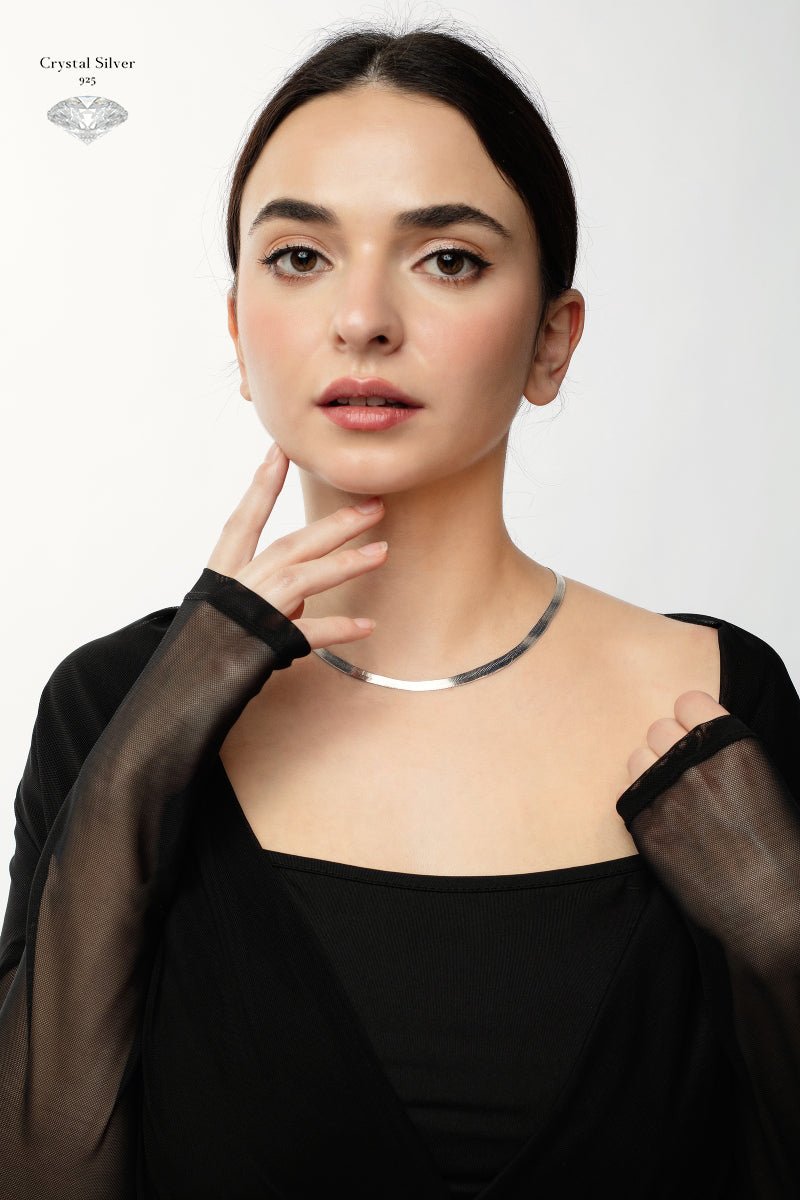 Silver 925 Herringbone Necklace - Virtual Bazaar Jordan