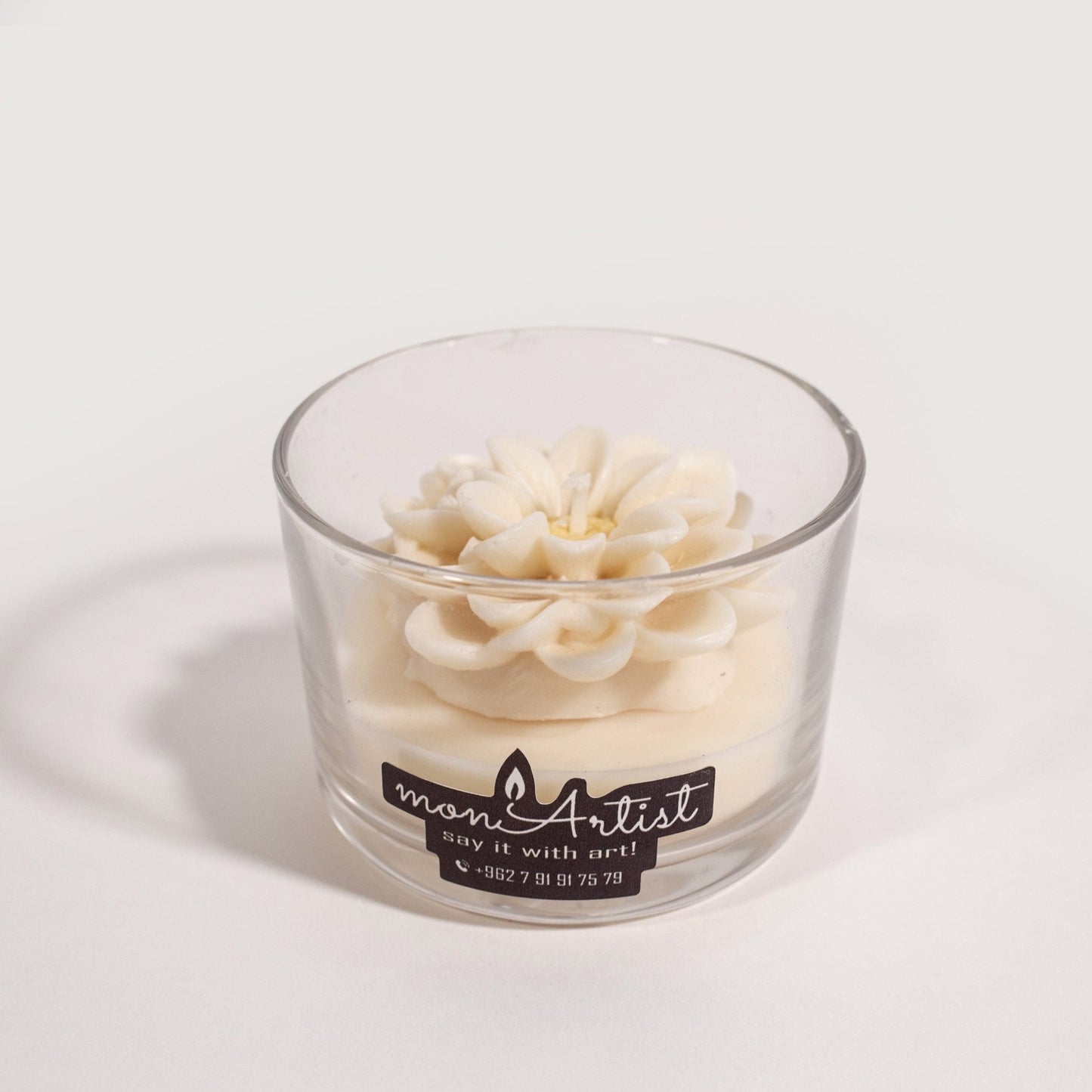 Flower Glass candle - Virtual Bazaar Jordan