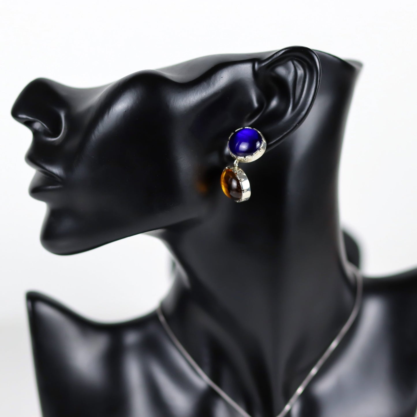 Lapis Citrine Silver Earrings - Virtual Bazaar Jordan