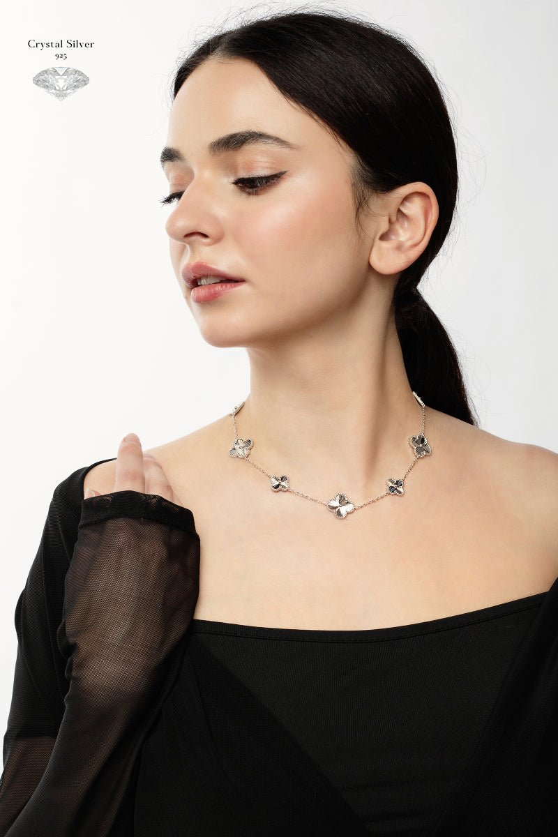 Four Leaf Clover Pendant 925 Silver Necklace - Virtual Bazaar Jordan