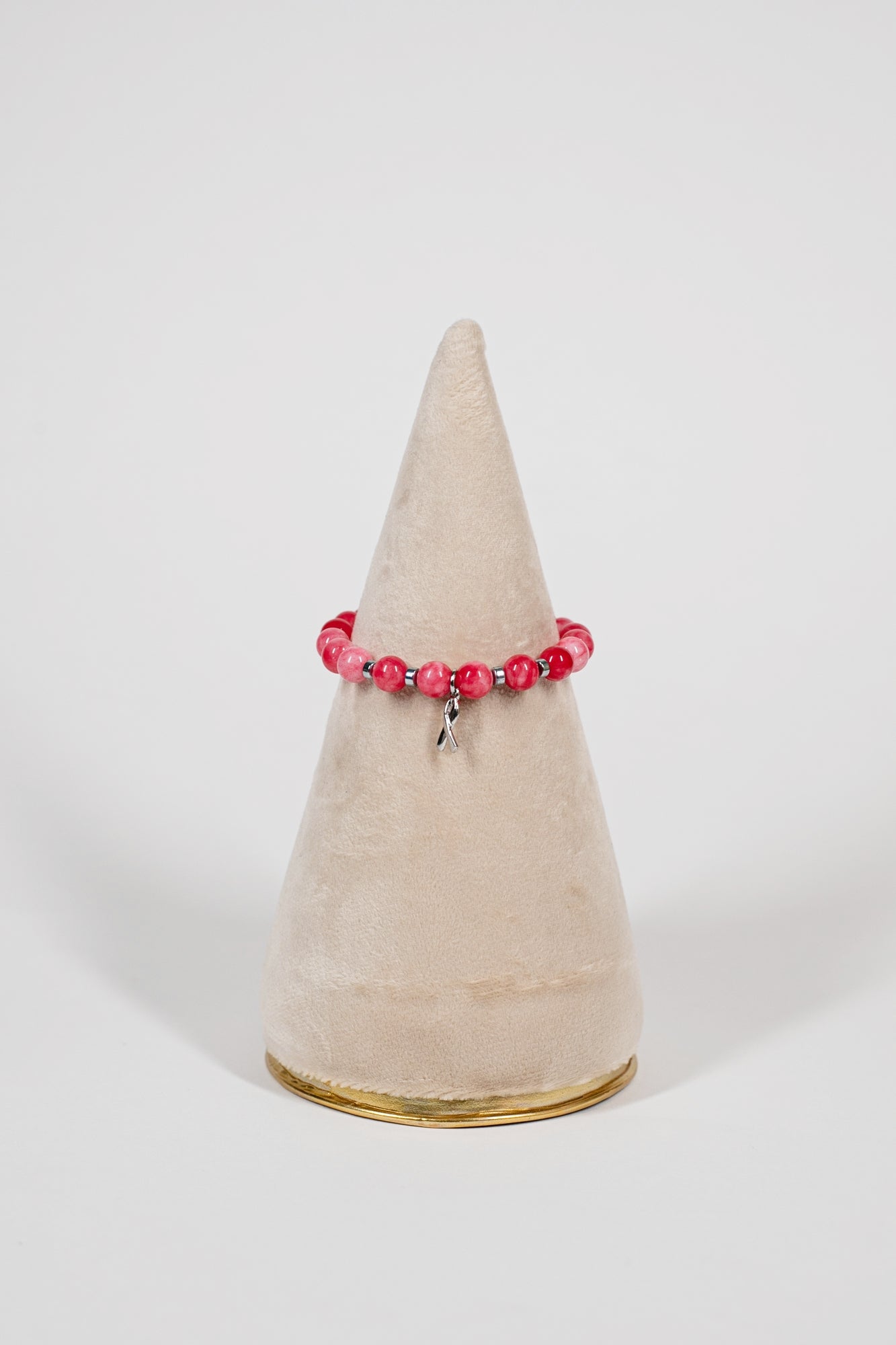 Rose Agate Bracelet wit Silver Pleated charm - Virtual Bazaar Jordan