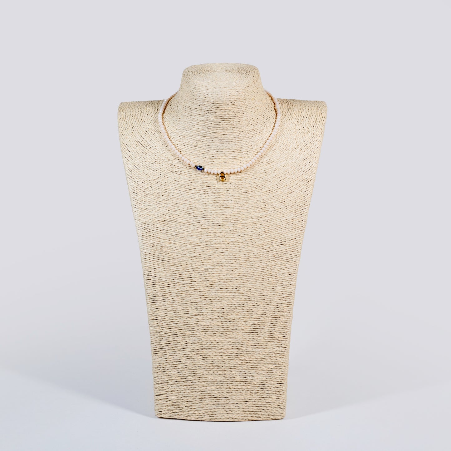 Crystal Initial Necklace with Gold Pleated Charm - Virtual Bazaar Jordan