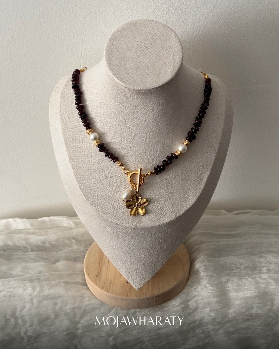 Red Garnet and Pearl Necklace