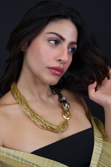 Black Onyx with minimal necklace - Virtual Bazaar Jordan