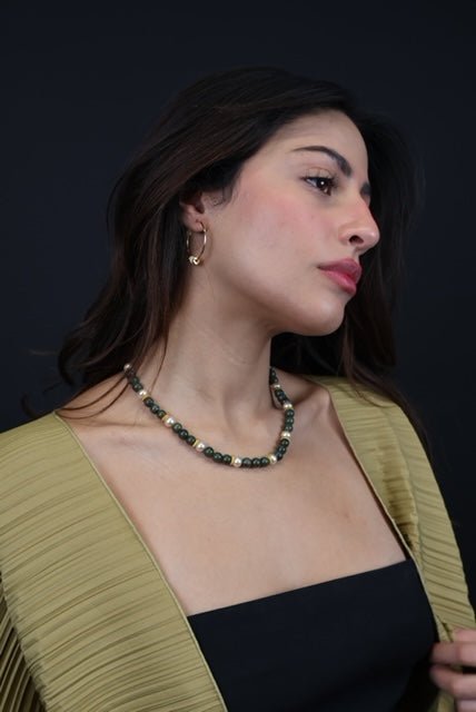 Jade and pearl and gold plated breaks Neckless - Virtual Bazaar Jordan