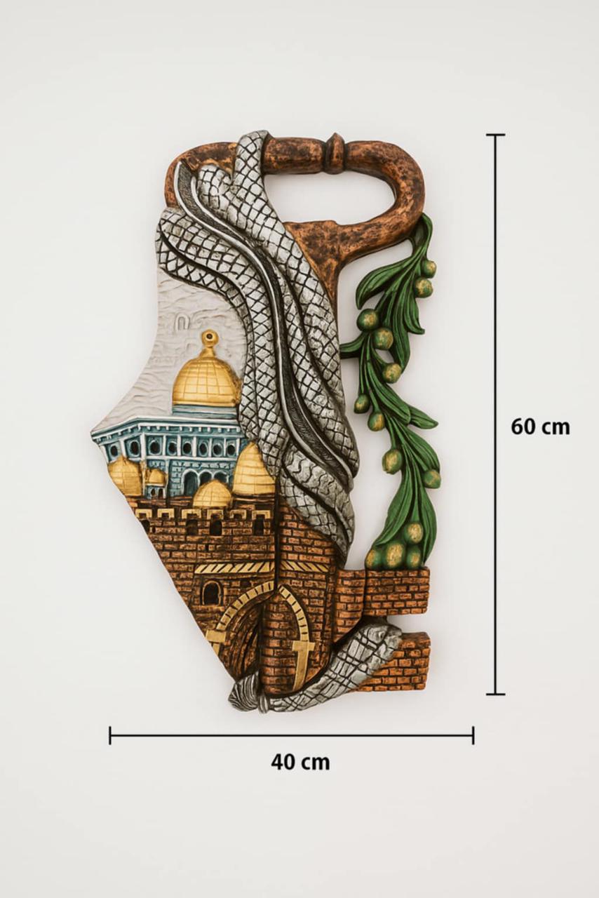 Map of Palestine with Keffiyeh and Olive Branch