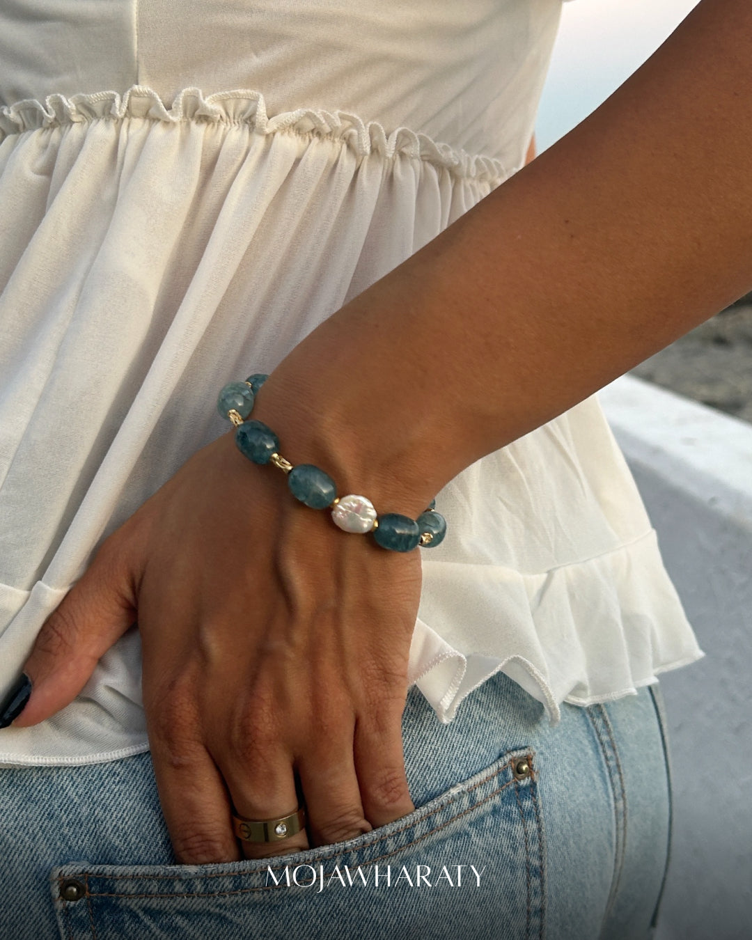 Blue Fresh Water Pearl Bracelet