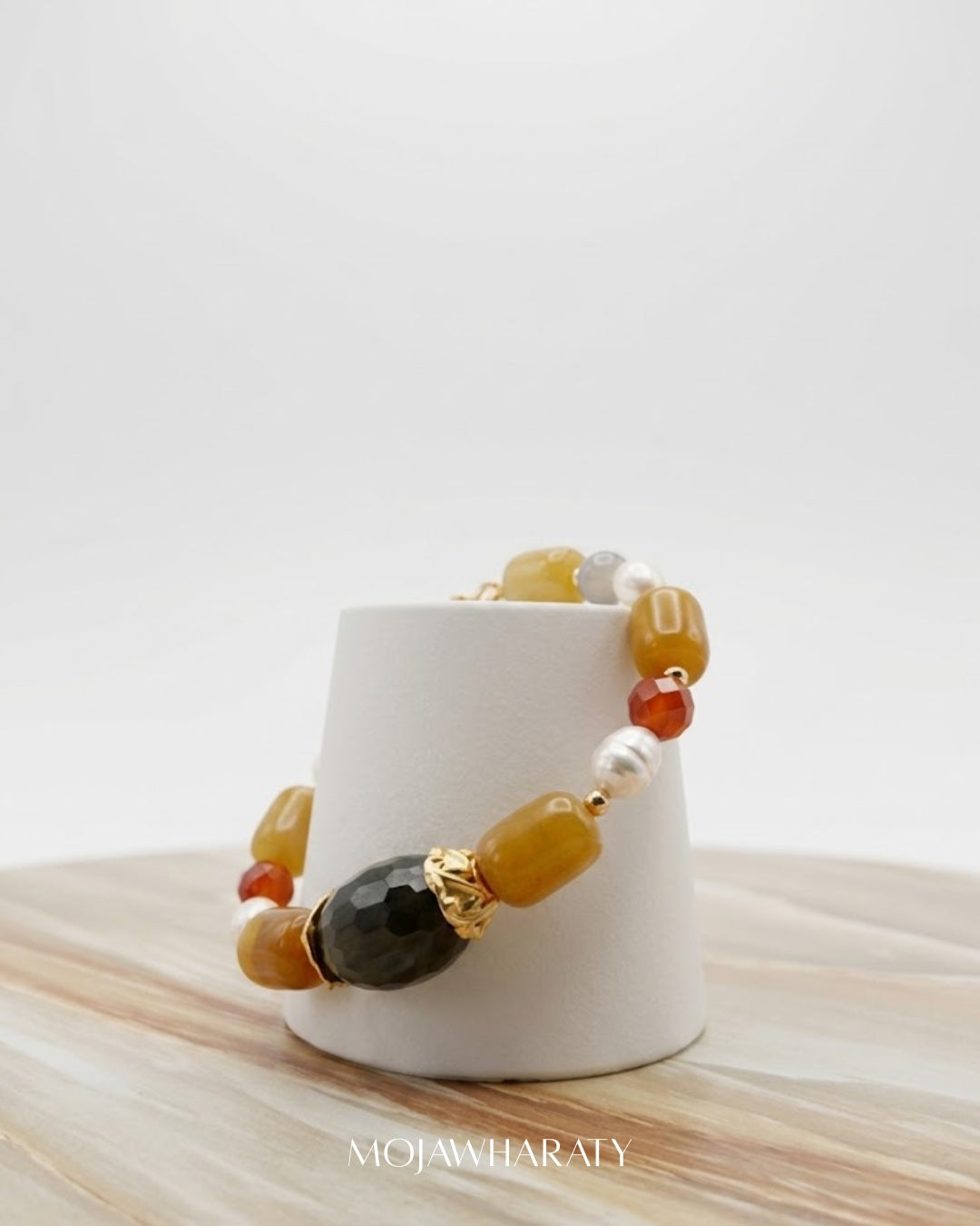 Stone and Pearl Gold-Plated Bracelet