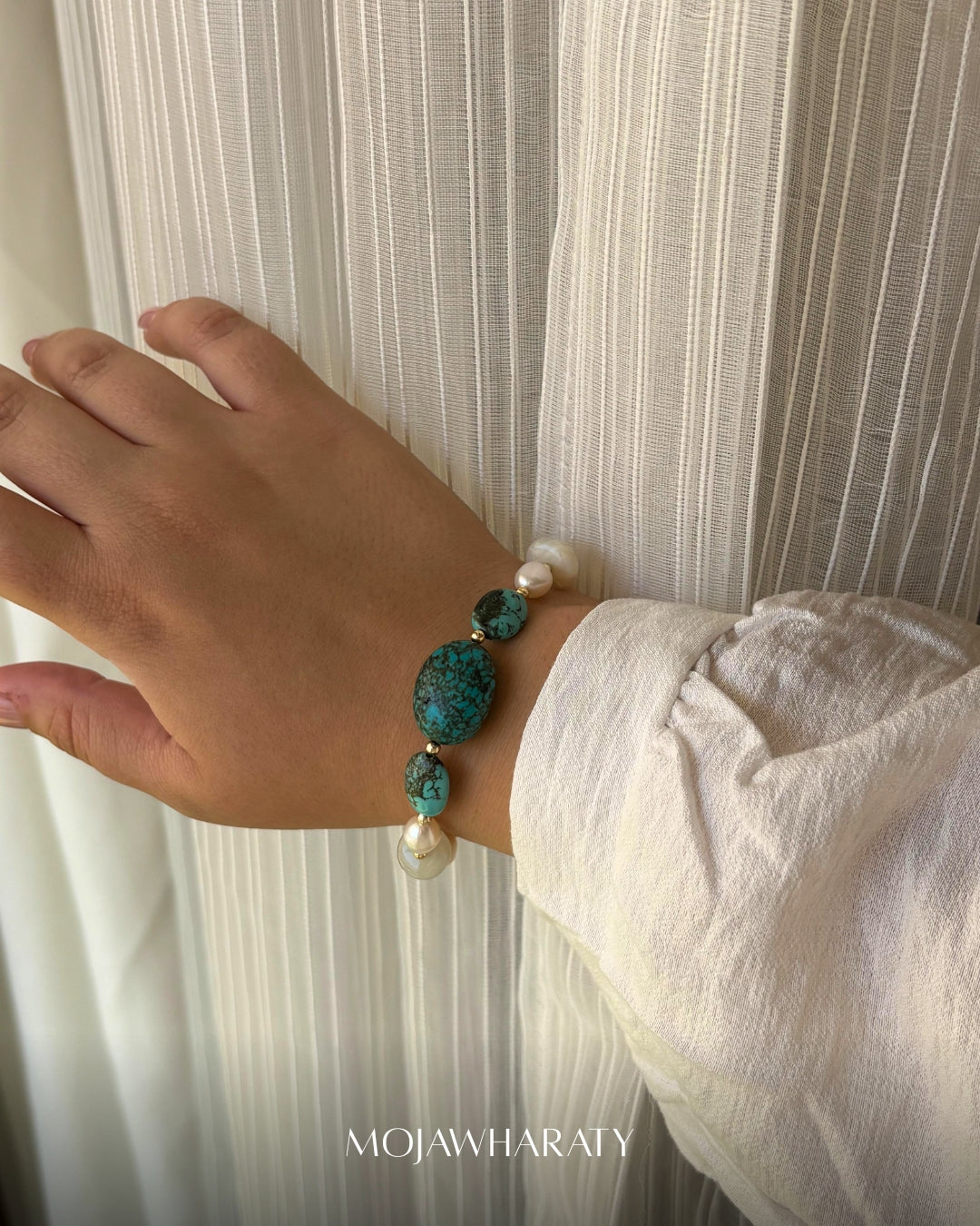 Turquoise with Pearl and Moonstone Bracelet