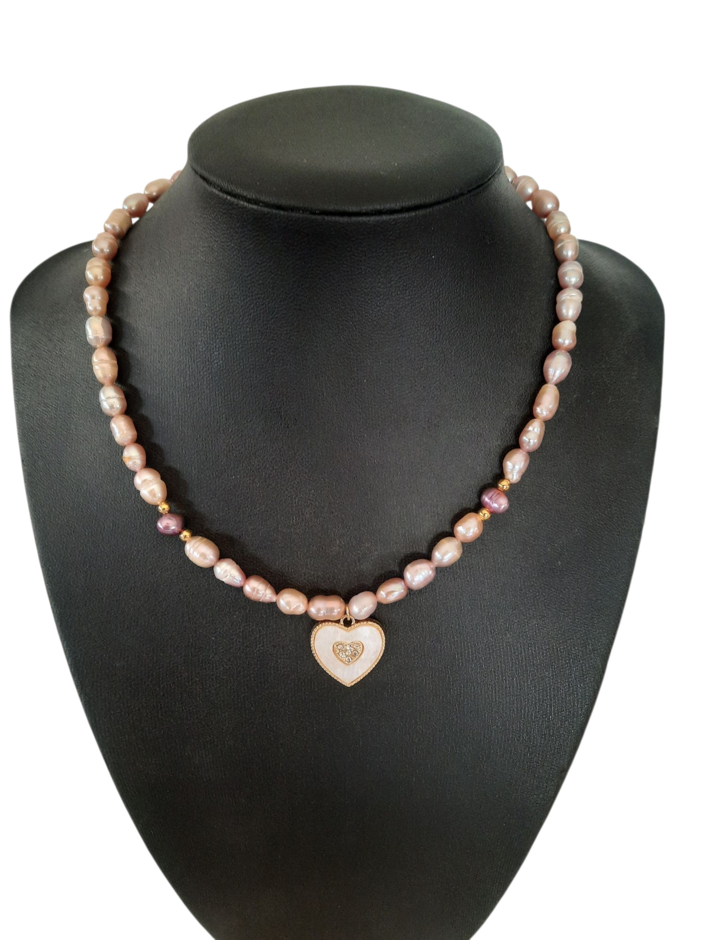 Gold Plated light purple natural pearl Necklace