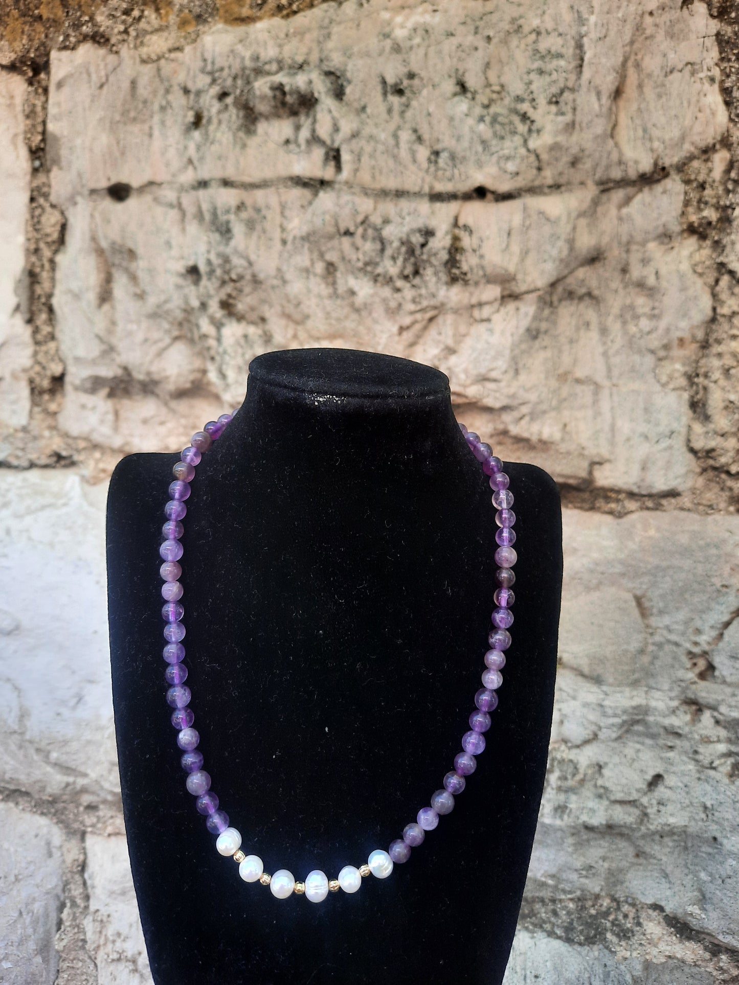 Gold plated amatist stones necklace