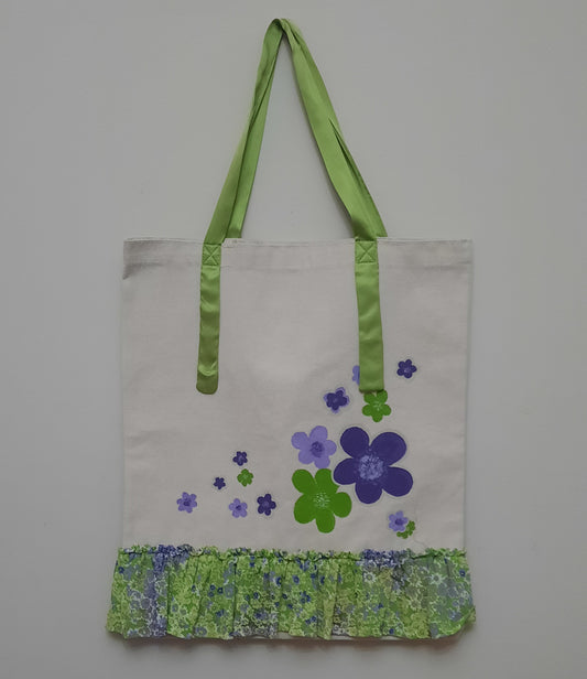 Beige Tote Bag  - Acrylic Paint - two sides