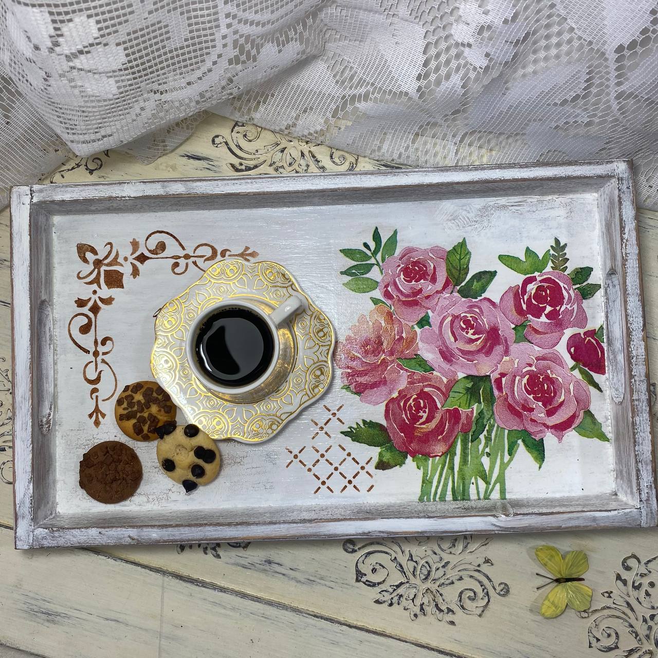 Wooden Tray, From Mushtari Decoupage