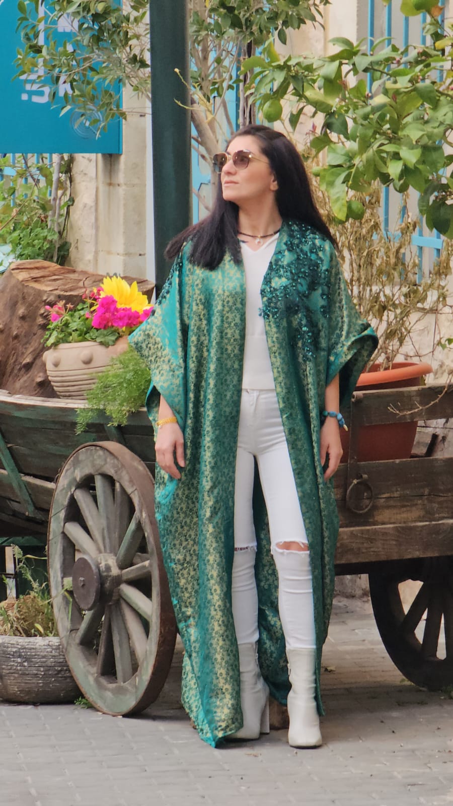 Satin Green Abaya, By Wisam Collection