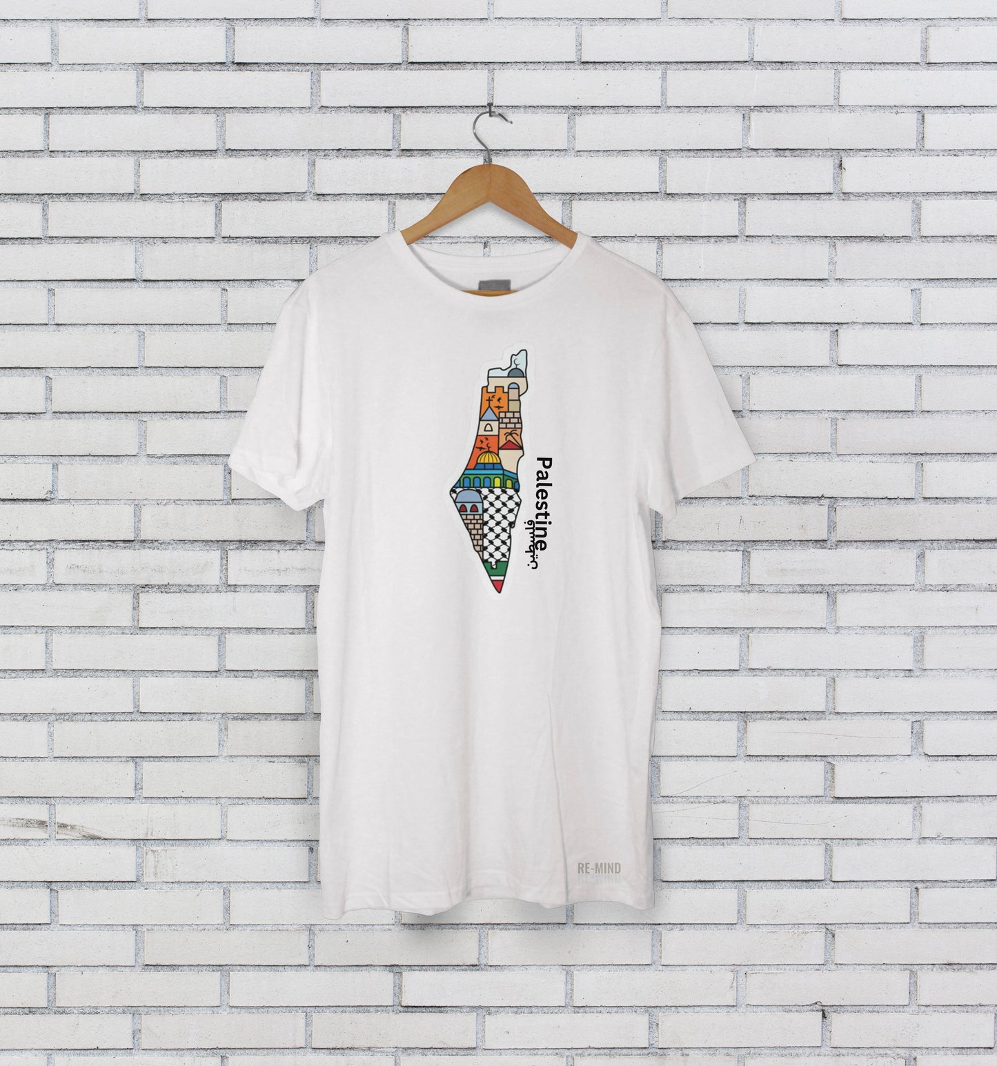 Palestine Map Print Teeshirt, by Re-Mind