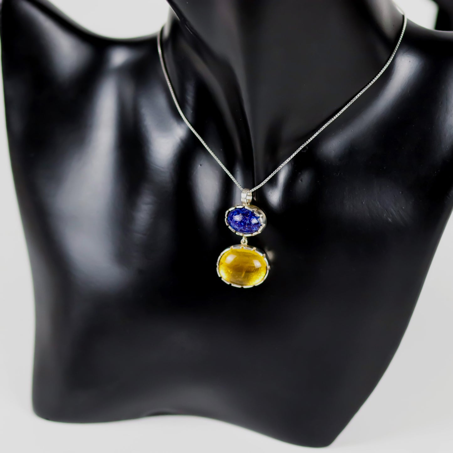 Lapis Citrine Silver Necklace, From Fayzes Gemstones