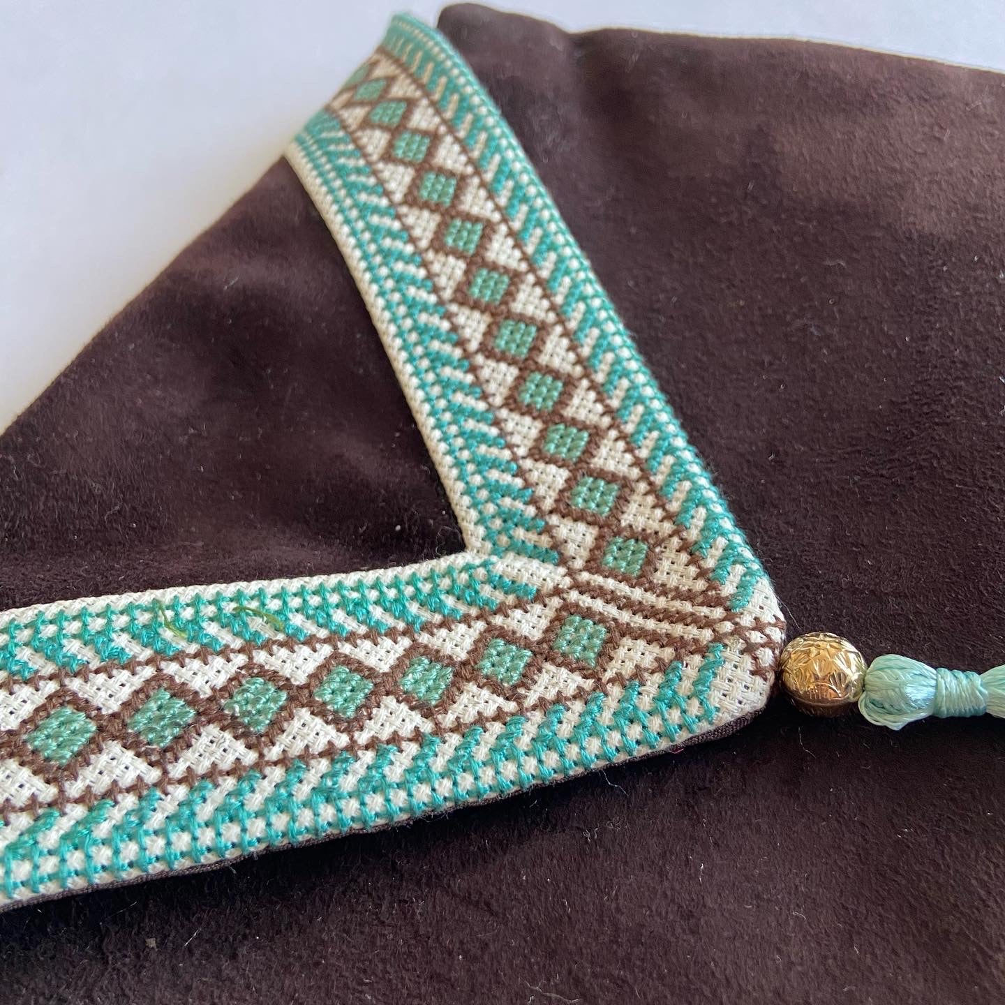 Traditional real suede dark brown clutch, from Nabila's Creations