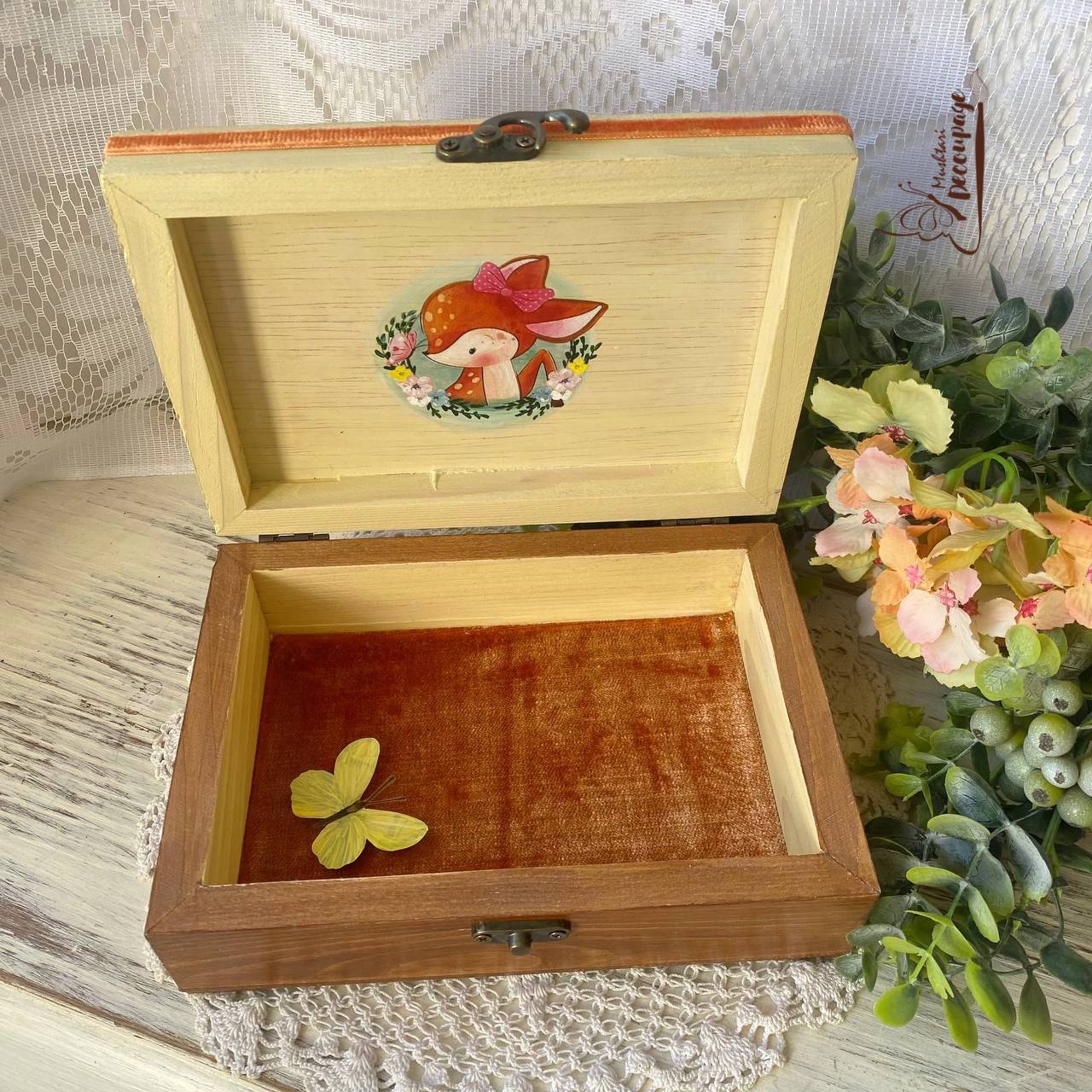 Wooden Jewelry Box, By Mushtari Decoupage