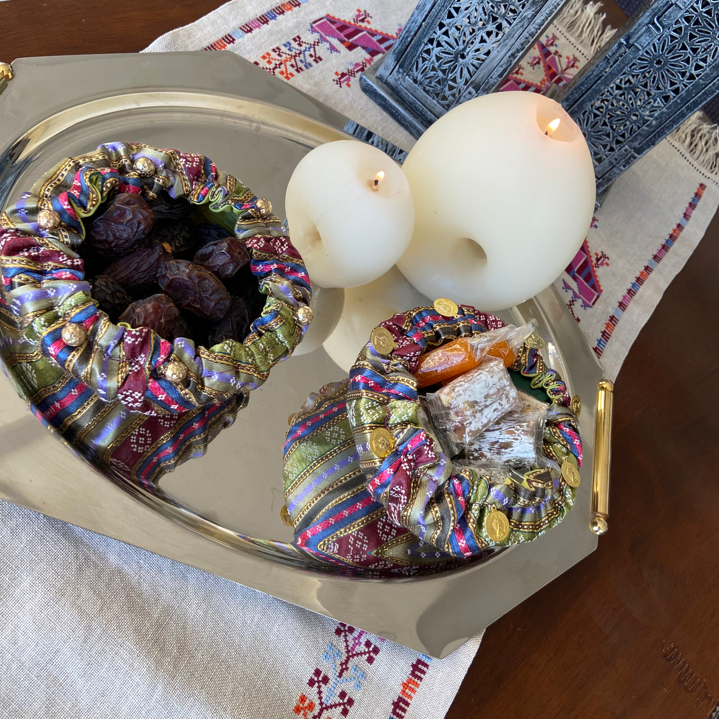 Set of two Sayah dates/ nuts/ chocolate Bowl cover, from Nabila's Creations