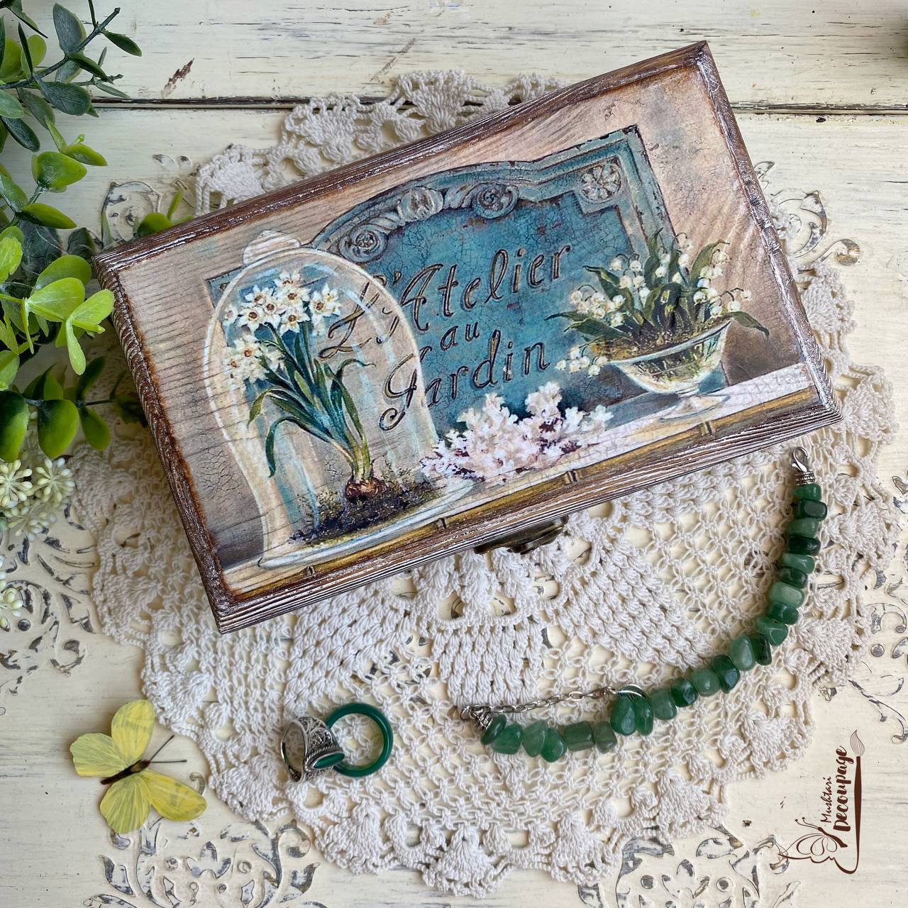 Wooden Jewelry Box, By Mushtari Decoupage