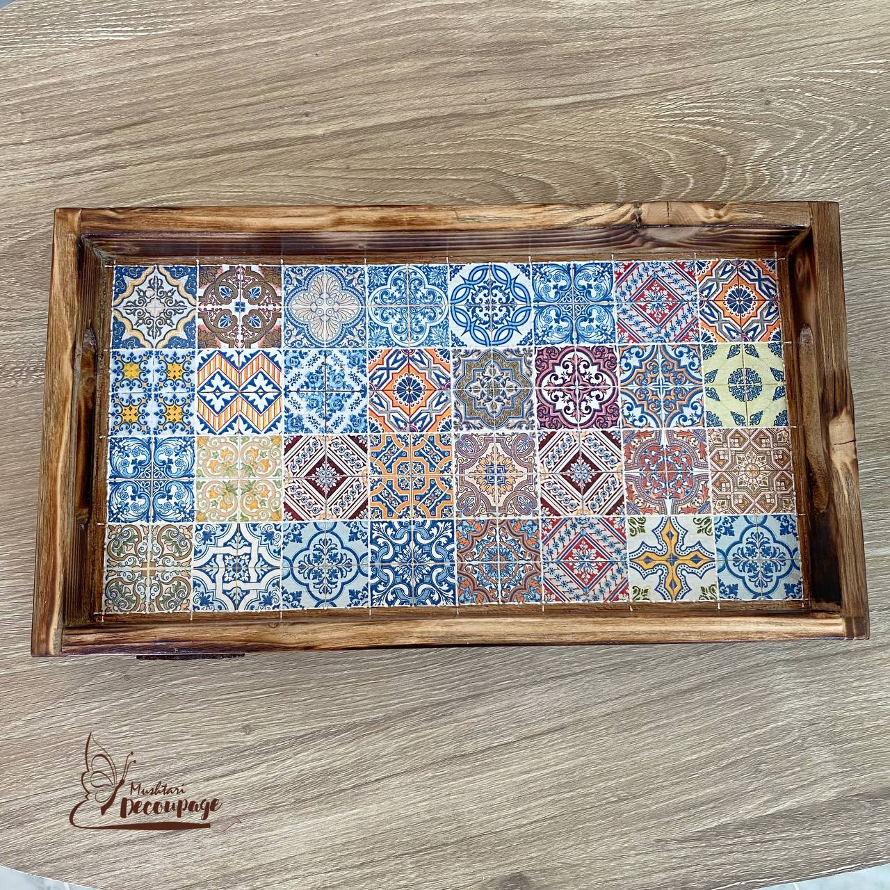 Wooden Tray, From Mushtari Decoupage