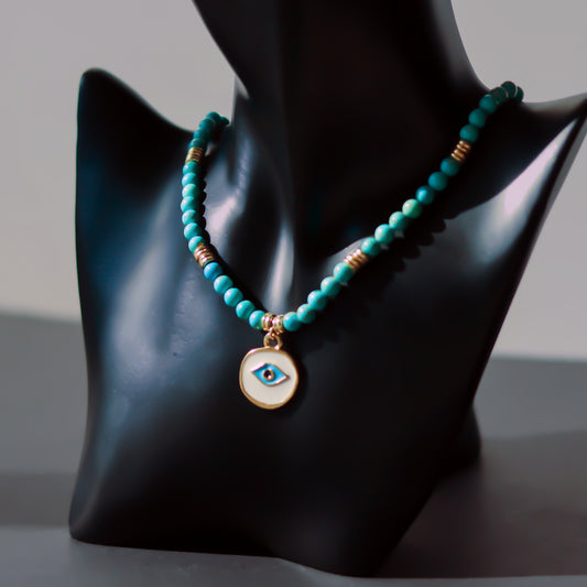 Turquoise Evil Eye Necklace, From Fayzes Gemstones