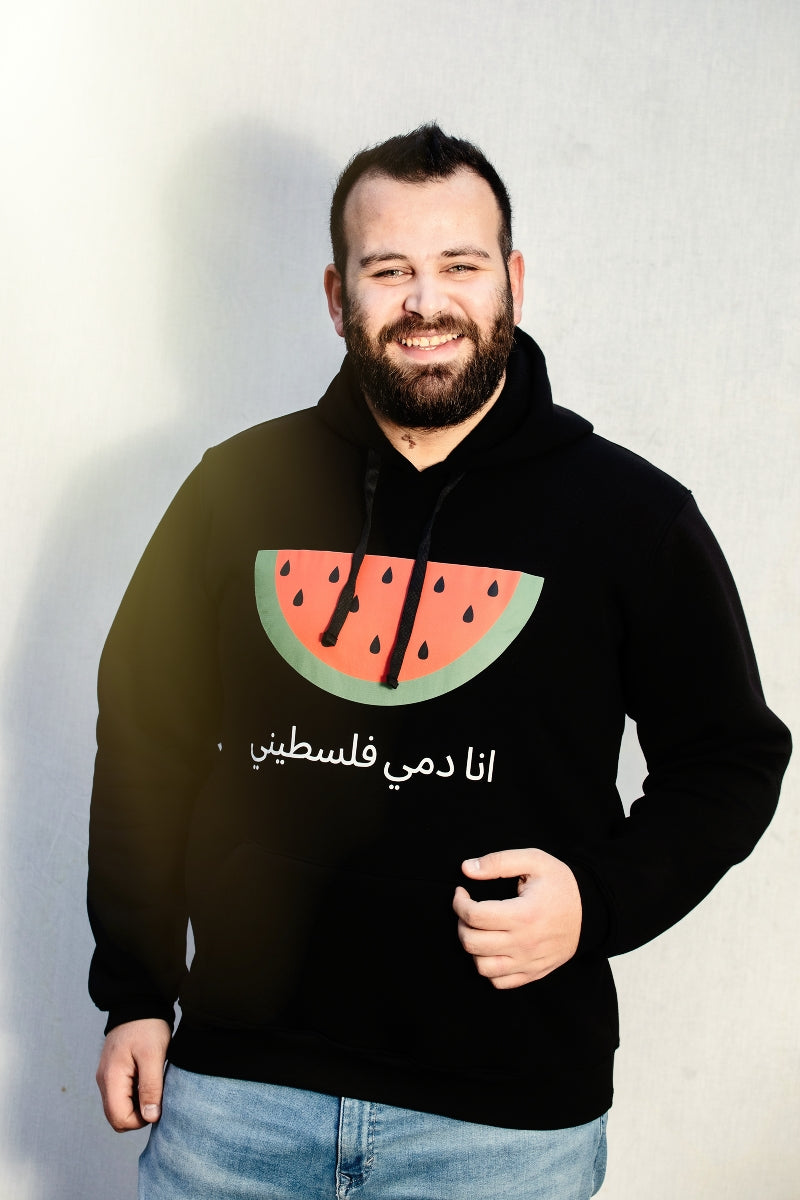 Watermelon print Black Hoodie, by Re-Mind