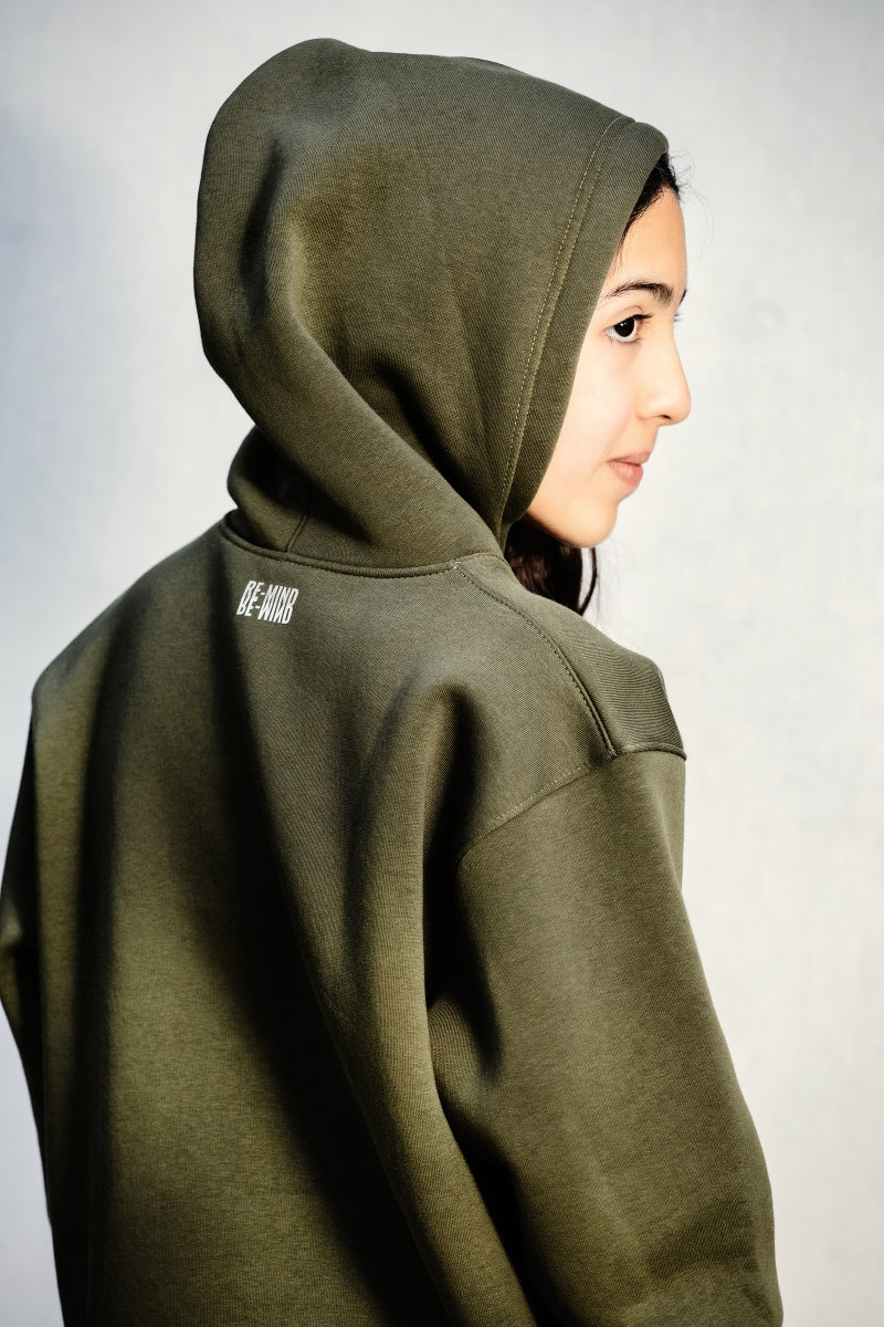 Palestine Handala  Small logo print Khaki Hoodie, From Re-Mind