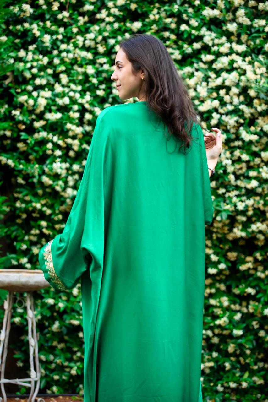 Green Dress with Abaya, From Wisam Collection