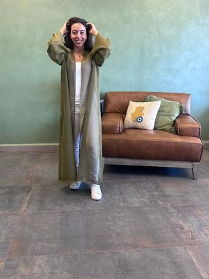 Olive Green Abaya With Skirt, From Ward By Safa