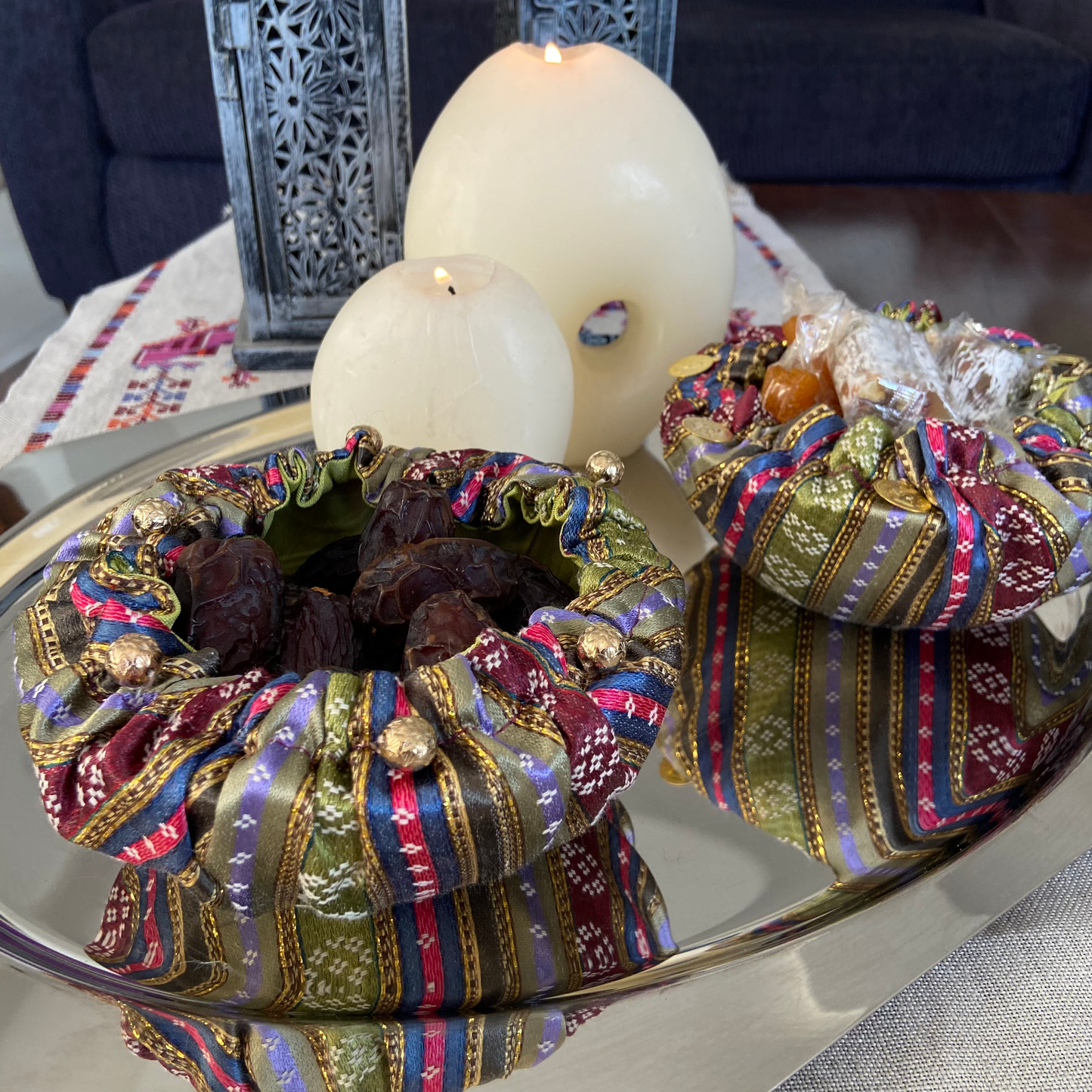 Set of two Sayah dates/ nuts/ chocolate Bowl cover, from Nabila's Creations