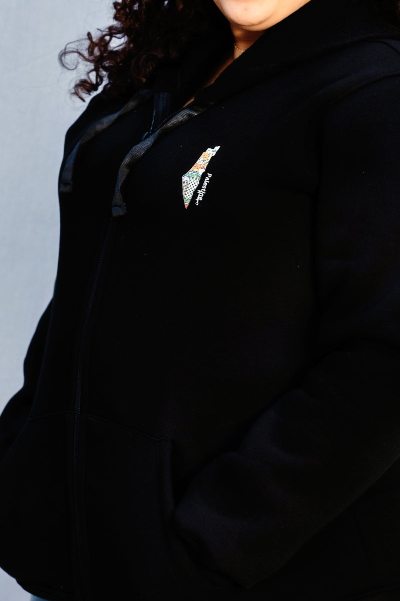 Colored Palestine Map, Small Logo Design Zip-Up Jacket, From Re-Mind