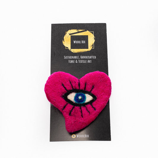 Wetfelted Heart Shape Brooch, By Wooolbox