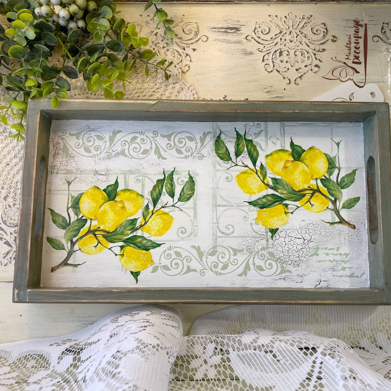 Wooden Tray, From Mushtari Decoupage