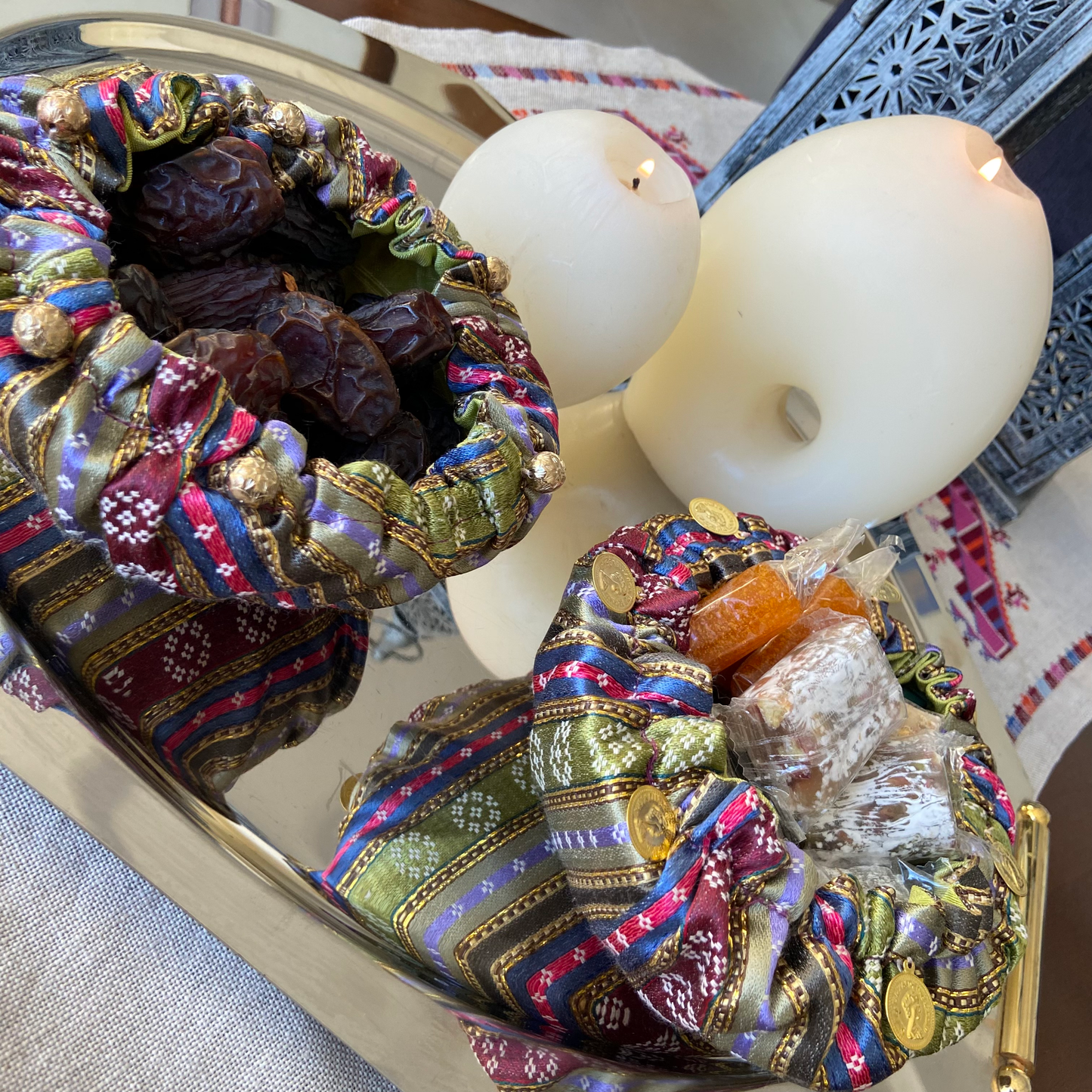 Set of two Sayah dates/ nuts/ chocolate Bowl cover, from Nabila's Creations