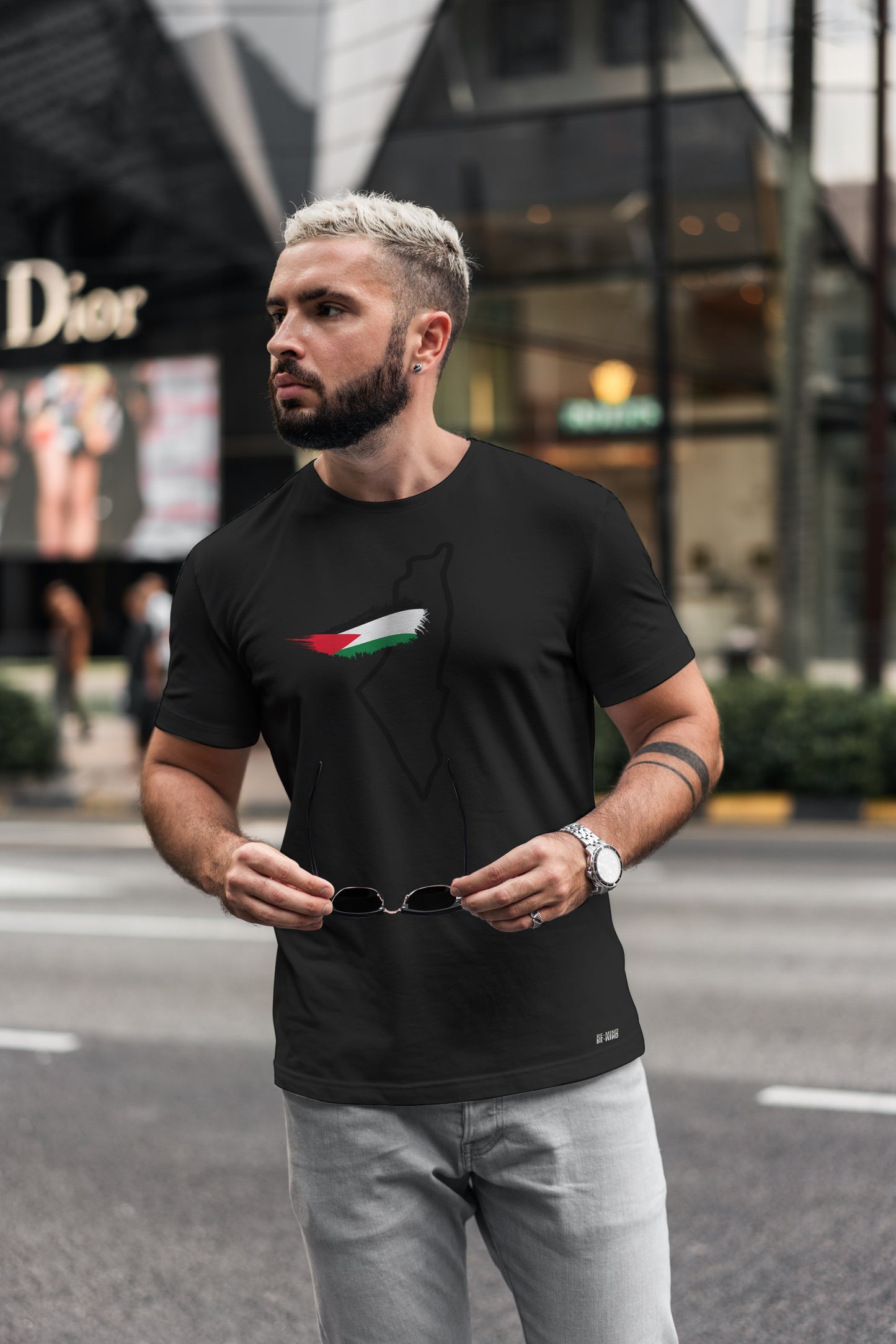 Palestine Map with Flag Teeshirt, by Re-Mind