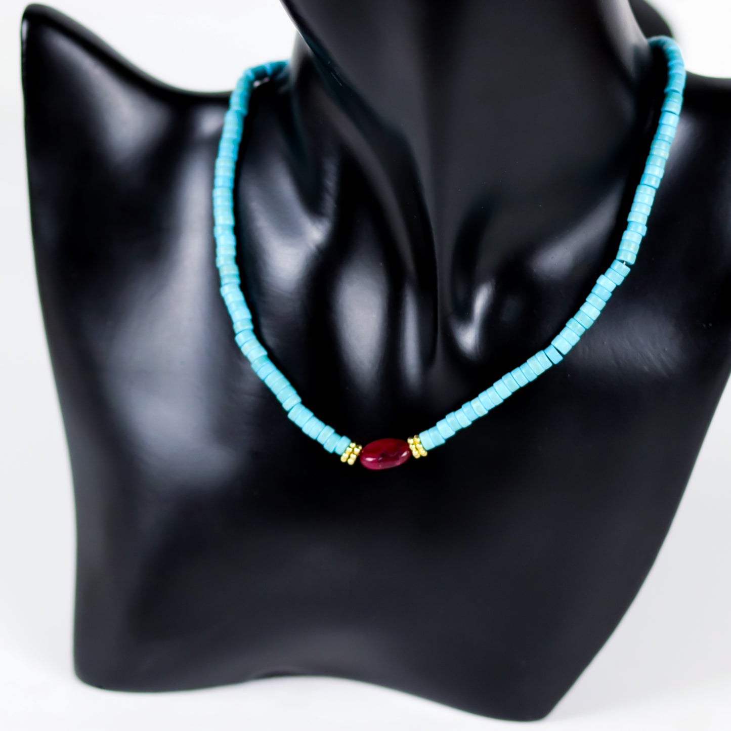 Turquoise Ruby Harmony Choker necklace, From Fayzes Gemstones