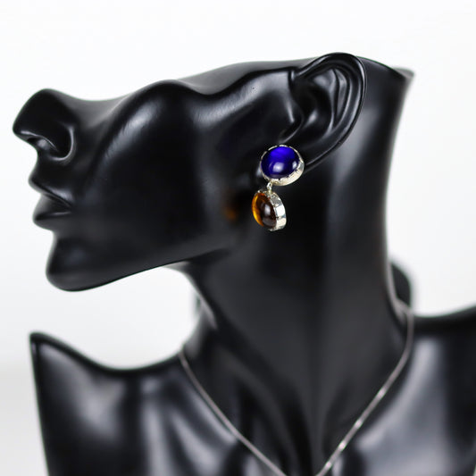 Lapis Citrine Silver Earrings, From Fayzes Gemstones