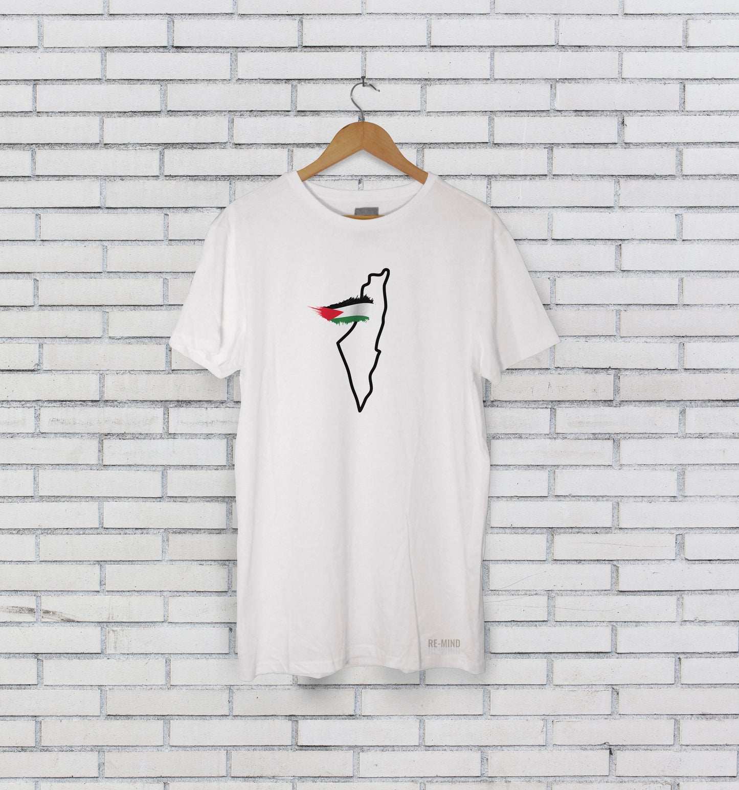 Palestine Map with Flag Teeshirt, by Re-Mind