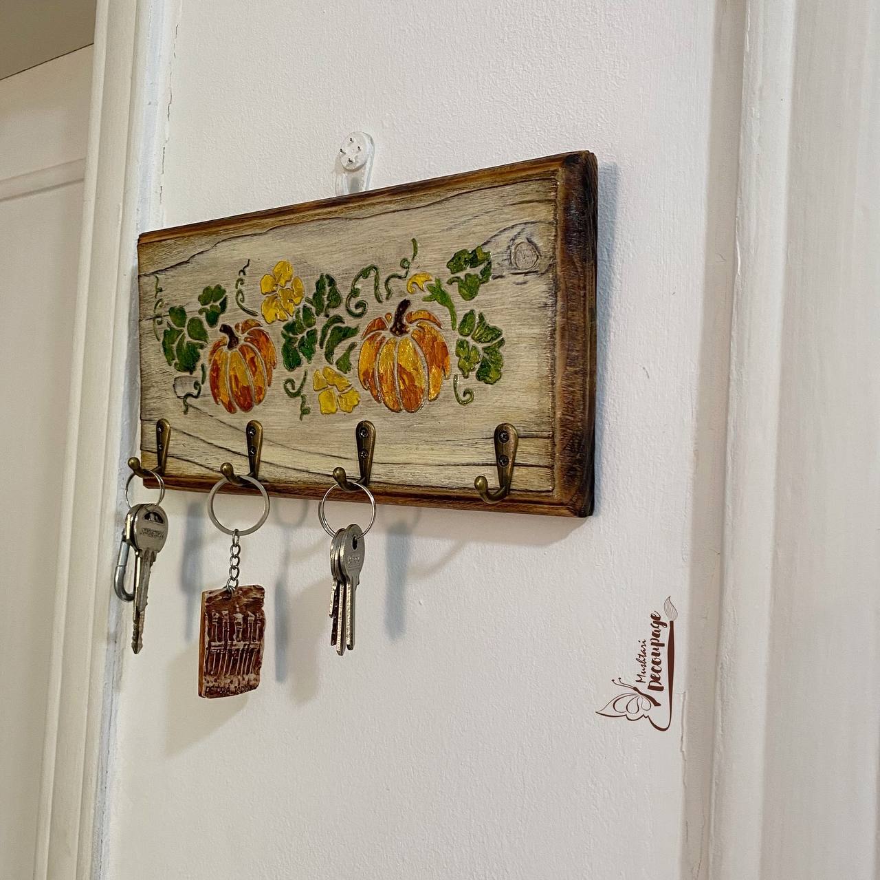 Wooden Key Holder, By Mushtari Decoupage