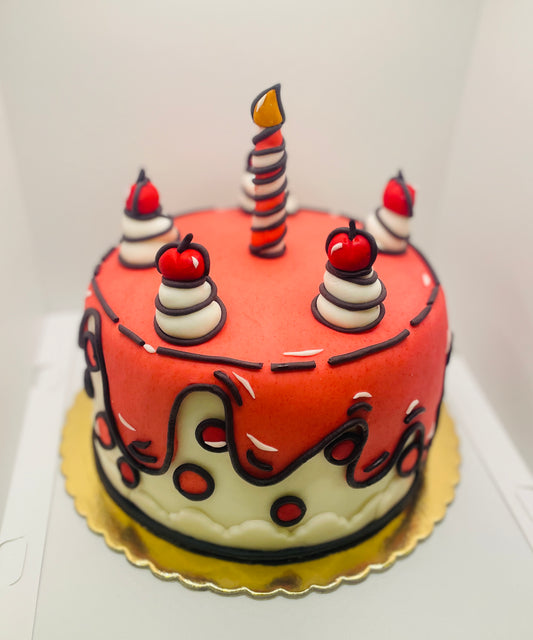 Birthday Cake, decorated with Fondant - Virtual Bazaar Jordan