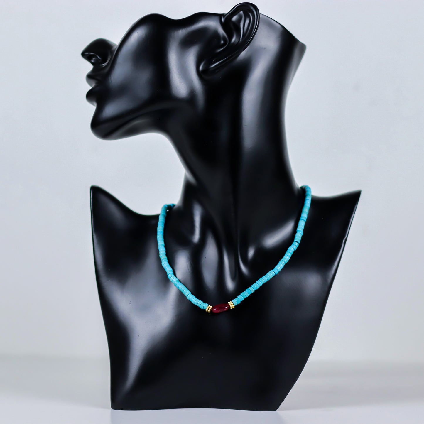 Turquoise Ruby Harmony Choker necklace, From Fayzes Gemstones