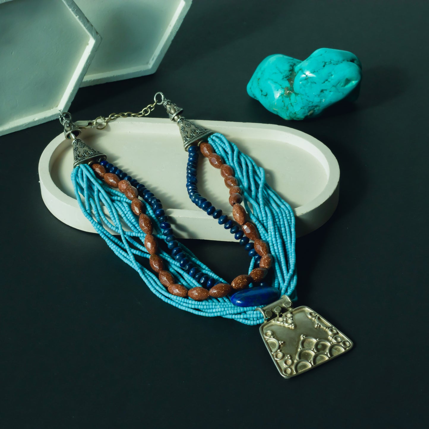 Turquoise Sands Necklace, by Fayzes Gemstones