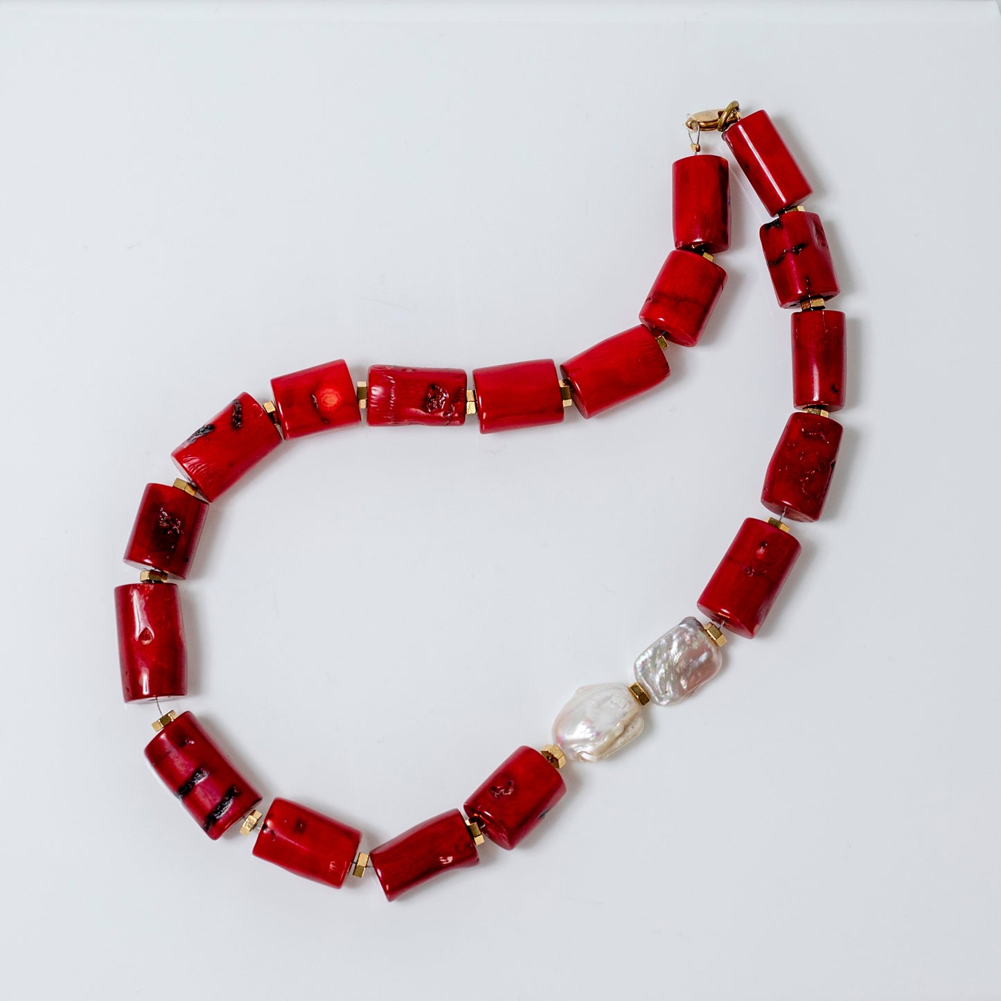 Coral & Pearl Necklace, By Fayze's Gemstone