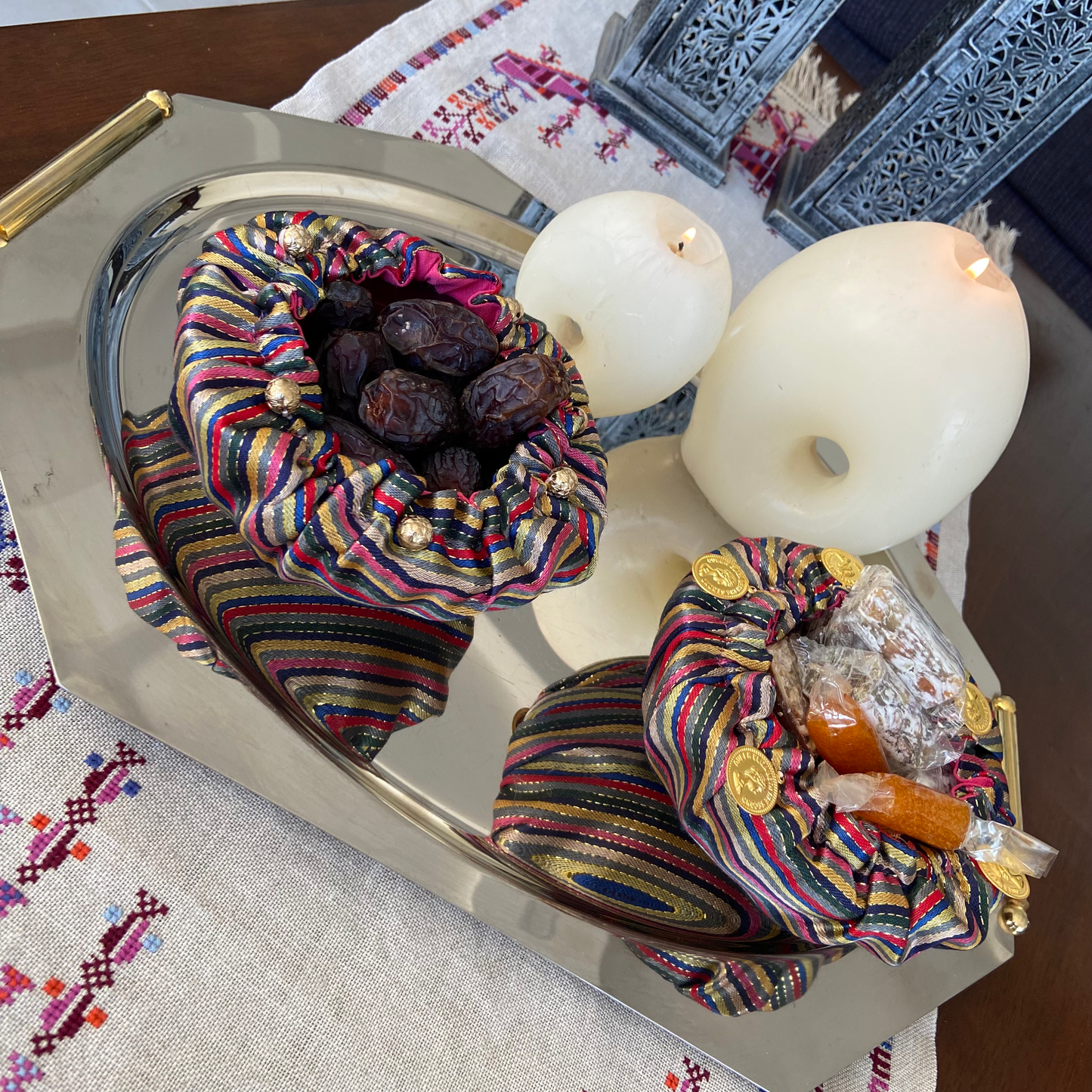 Set of two Sayah dates/ nuts/ chocolate bowl cover, From Nabila's Creations