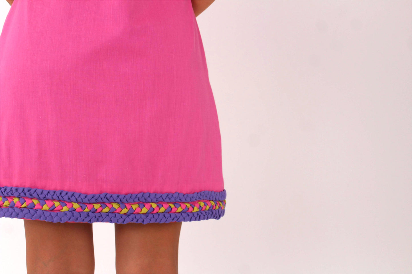 Hand-Braided Cotton-Linen Mini Dress